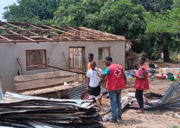 Residents affected by windstorms in Nimba and Lofa Counties receive humanitarian support funded by the European Union and implemented through the Liberia National Red Cross Society.