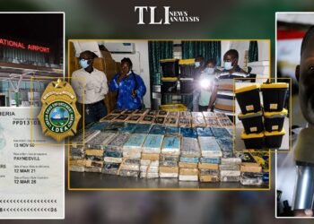 Security authorities display cocaine seized at Roberts International Airport as questions mount over the identities of suspects linked to the US$19 million drug case.