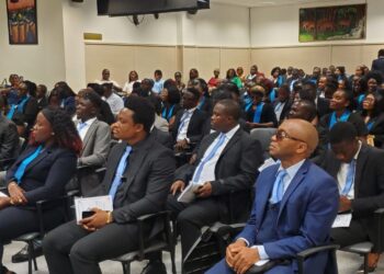 Banking professionals attend the Banking Institute of Liberia graduation ceremony in Monrovia.