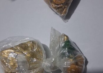 Suspected gold recovered by police following a fatal road accident in Bong County
