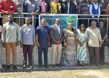 Public Works Minister Roland Layfette Giddings addresses participants at Liberia's urban planning and resilience training workshop.