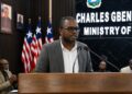 NWASHC Executive Director Morris G. Gono addresses a press briefing on water, sanitation and hygiene reforms in Liberia.