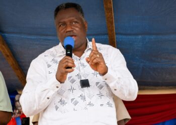 Vice President Jeremiah Kpan Koung addresses public servants during the 2026 National Public Service Day celebration in Sanniquellie, Nimba County.