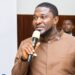 Siafa Bahn Kemokai II delivers the keynote address during the inauguration of the Federation of Liberian Youth leadership in Monrovia.