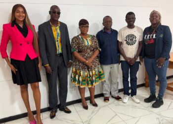 Youth and Sports Minister Cornelia Wonkerleh Kruah meets officials of the Inter-School Sports Association to discuss grassroots sports development in Liberia.