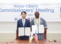 LRA Commissioner General James Dorbor Jallah and South Korea National Tax Service Commissioner General Lim Kwang-hyun display signed cooperation agreements during a meeting in Seoul.