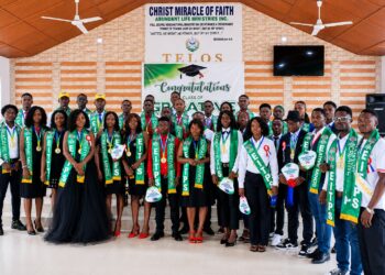 Graduates of the Experts Institute and Professional Technical Studies pose during their graduation ceremony in Paynesville.