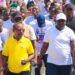 CMC Political Leader Musa Hassan Bility walks with supporters during the launch of the party's recruitment and mobilization campaign in Monrovia.