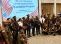Liberia Immigration Service officials, government representatives and international partners attend the launch of the e-Border Solution Foundation Pilot Project in Margibi County.