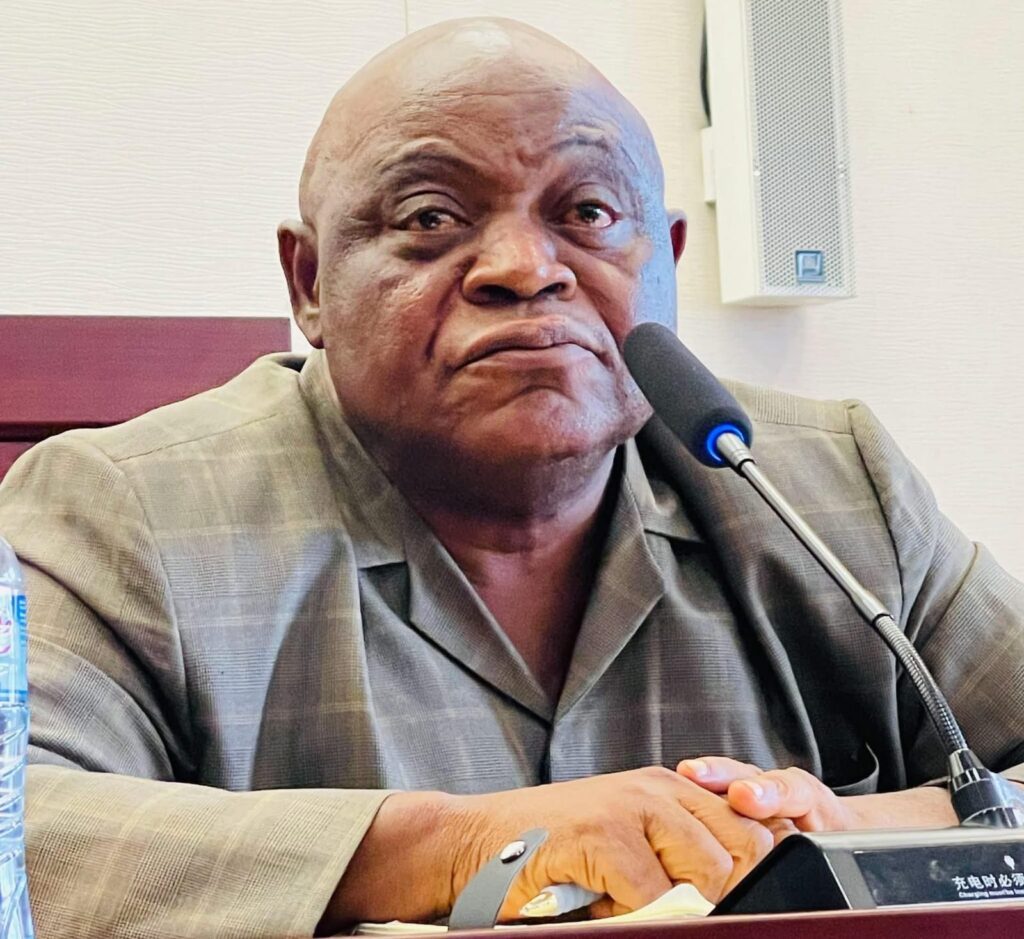 NEC Chairman Jonathan K. Weedor speaks about recent staff reassignments at the National Elections Commission in Monrovia.