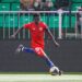 Liberia captain Oscar Dorley in action during a football match for the Lone Star national team.