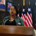 NPHIL Interim Director General Dr. Sia Wata Camanor addresses a press briefing on Liberia's Ebola preparedness and public health surveillance measures.