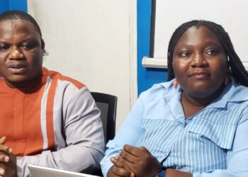 Representatives of Liberian civil society organizations announce support for the establishment of war crimes and anti-corruption courts during a press conference in Monrovia.