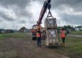 Electricity meters arrive in Buchanan for installation under a European Union-funded electrification project serving Buchanan, Greenville and Barclayville.