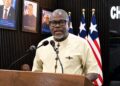 Information Minister Jerolinmek Piah addresses reporters during a press briefing on the government's handling of the US$19 million cocaine investigation.