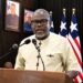 Information Minister Jerolinmek Piah addresses reporters during a press briefing on the government's handling of the US$19 million cocaine investigation.