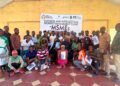 Participants pose for a group photo during the launch of the Business and Intellectual Property Management Clinic for MSMEs in Voinjama, Lofa County.