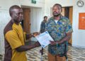 Members of the Liberia Amputees Football and Sports Association participate in an election at the Samuel K. Doe Sports Complex in Paynesville.
