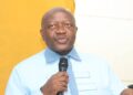 Finance Minister Augustine Kpehe Ngafuan delivers remarks at the Sports Writers Association of Liberia Awards ceremony.