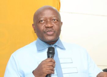 Finance Minister Augustine Kpehe Ngafuan delivers remarks at the Sports Writers Association of Liberia Awards ceremony.