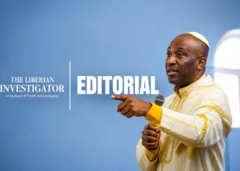Editorial illustration discussing the intersection of prophecy, politics and democratic governance in Liberia.