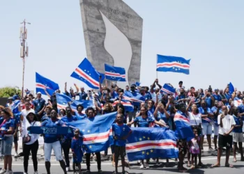 Cape Verde's national football team celebrates with thousands of supporters during its homecoming in Praia after the 2026 FIFA World Cup.