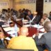 Members of Liberia's House of Representatives and government officials participate in a public hearing on proposed amendments to the Minerals and Mining Law at the Capitol.