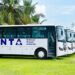 A National Transit Authority bus operating on Liberia's Southeast route during the service's first year.