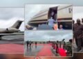 President Joseph Boakai boarding a Karpowership-branded aircraft for his official visit to Türkiye.