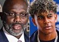 George Weah speaking about Kylian Mbappé and Lamine Yamal during a television interview.
