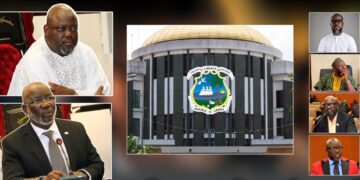 Deputy Speaker Thomas P. Fallah and Speaker Richard Nagbe Koon during a session of the House of Representatives.