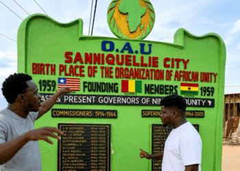 Ghanaian travel creator Wode Maya visits the historic OAU Square in Sanniquellie, Nimba County.