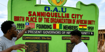 Ghanaian travel creator Wode Maya visits the historic OAU Square in Sanniquellie, Nimba County.