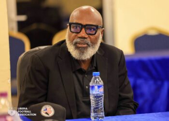LFA President Mustapha Raji during a meeting of the Liberia Football Association Executive Committee.