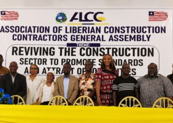 ALCC President Kimberly K. Toure addresses the 2026 General Assembly of Liberian construction contractors.