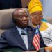 President Joseph Nyuma Boakai addresses the ECOWAS Heads of State summit in Lungi, Sierra Leone.
