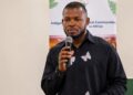 Journalist Matthias F. Larbeindee delivering the keynote address at the Tarplah Coleman Integrity Academy 2026 graduation ceremony.