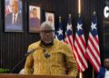 Information Minister Jerolinmek M. Piah speaking during the Ministry of Information press briefing defending JFK Medical Center.