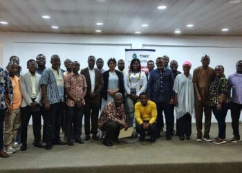 Officials and stakeholders attend the National Elections Commission's consultation on its Communications Strategy in Monrovia.