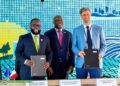 Officials of Liberia's National Port Authority and France's HAROPA PORT sign a memorandum of understanding in Le Havre.