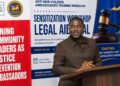 Justice Ministry official Atty. Siafa Bahn Kemokai II addressing Anti-Mob Ambassadors on the dangers of mob justice in Monrovia.