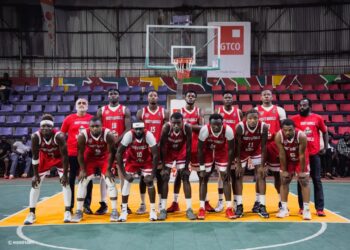 NPA Pythons celebrate after defeating Mighty Barrolle to qualify for the 2026 Liberia Basketball Association First Division Finals.