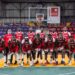 NPA Pythons celebrate after defeating Mighty Barrolle to qualify for the 2026 Liberia Basketball Association First Division Finals.