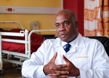 Dr. Philip Z. Ireland discusses diabetes and hypertension during a public health awareness interview in Liberia.