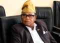 Mines and Energy Minister R. Matenokay Tingban addresses lawmakers during a hearing on illegal mining and gold smuggling.