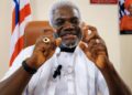 Grand Gedeh Senator Zoe Emmanuel Pennue speaks during a news conference at the Capitol Building in Monrovia.