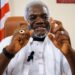 Grand Gedeh Senator Zoe Emmanuel Pennue speaks during a news conference at the Capitol Building in Monrovia.