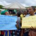 Women protest the closure of Phebe Hospital in Suakoko, Bong County, demanding the immediate restoration of healthcare services.