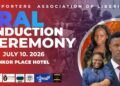 Members of the Reporters Association of Liberia prepare for the inauguration of the Association's 7th Corps of Elected Officers in Monrovia.