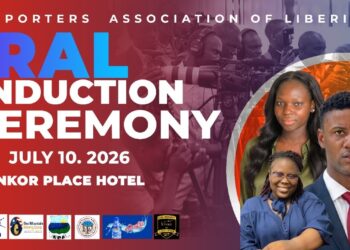 Members of the Reporters Association of Liberia prepare for the inauguration of the Association's 7th Corps of Elected Officers in Monrovia.